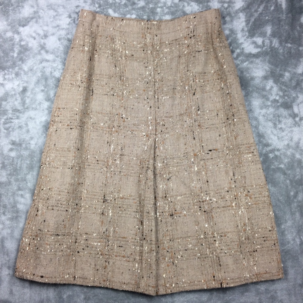 Vtg Wool Skirt Womens Medium Tweed A Line Brown Lined Woven Made in Germany